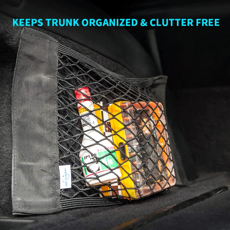 Elastic Car Seat Trunk Net Rear Storage Box Organizer Magic Sticker Auto Interior Gadget 2