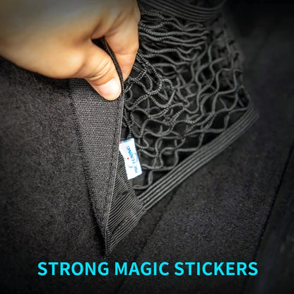 Elastic Car Seat Trunk Net Rear Storage Box Organizer Magic Sticker Auto Interior Gadget 4