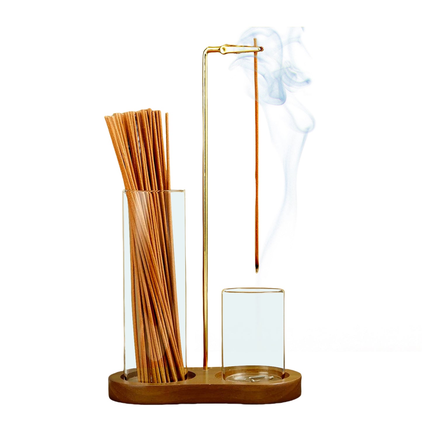 Incense Holder for Stick, Anti Ash Flying Incense Burner with Glass Ash Catcher, Stick Organizer for Meditation and Yoga