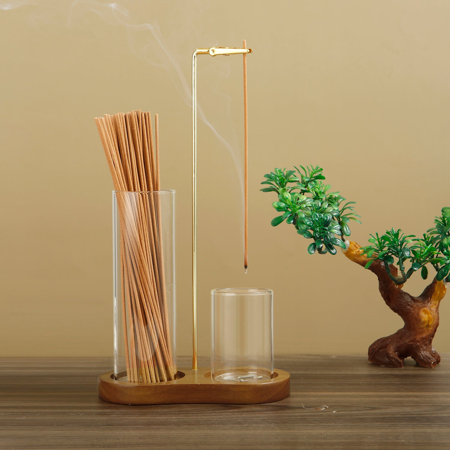 Incense Holder For Stick Anti Ash Flying Incense Burner With Glass Ash Catcher Stick Organizer For  6