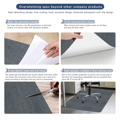 Office Rolling Chair Mat , Computer Gaming Chair Mat, Work in Hardwood Floor Mat, Bedroom and Living Room Mat
