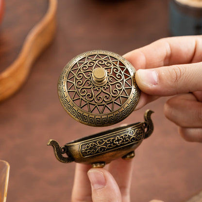 Mini Incense Burner, Three Legged Stove, Hollowed Out Pattern, Desktop Home Decoration, Indoor Stove Plate