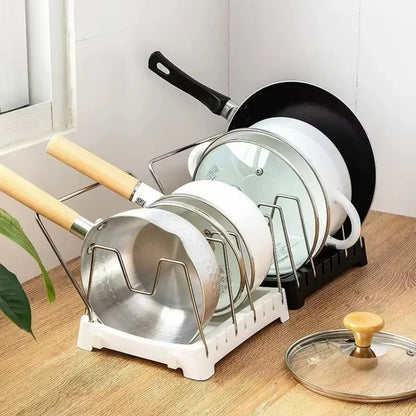 Expandable Pots And Pans Storage Rack Adjustable Lid Holder For Kitchen Organization 3