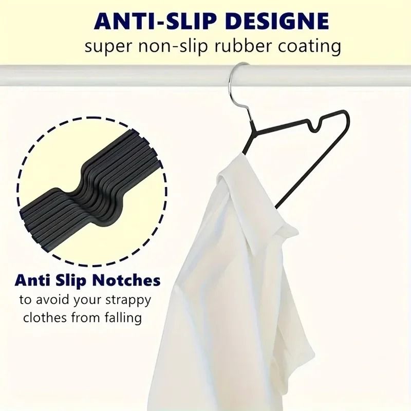 Non Slip Metal Suit And Coat Hangers Heavy Duty Clothes Organizer With Round Notches 2