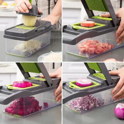 Multi functional Vegetable Chopper, Handle Food Grater, Kitchen Food Slicer Dicer, Vegetable Cutter for Quick Meal