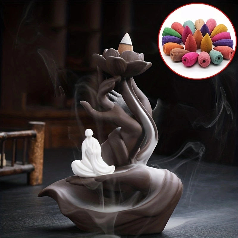 Backflow Incense Cones, Mixed Flavor Natural Incense, Floral Lavender, Aloes Fragrance for Meditation and Relaxation