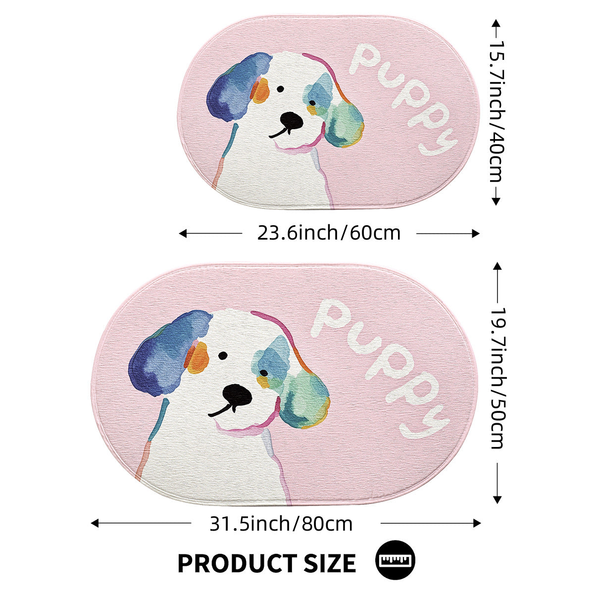 Adorable Cartoon Dog Bath Mat, Super Soft Memory Foam, Instant Water Absorption, Quick Dry Anti-Slip Bathroom Rug
