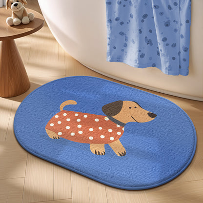 Adorable Cartoon Dog Bath Mat, Super Soft Memory Foam, Instant Water Absorption, Quick Dry Anti-Slip Bathroom Rug