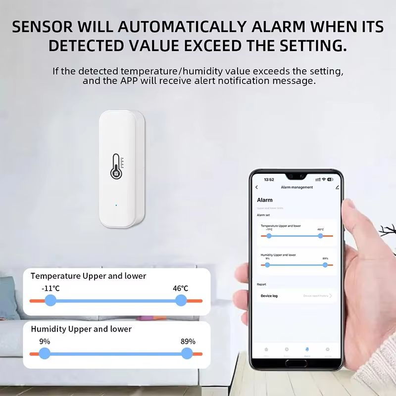 Smart WiFi Temperature  Humidity Sensor  Compatible With Alexa  Google Home 5