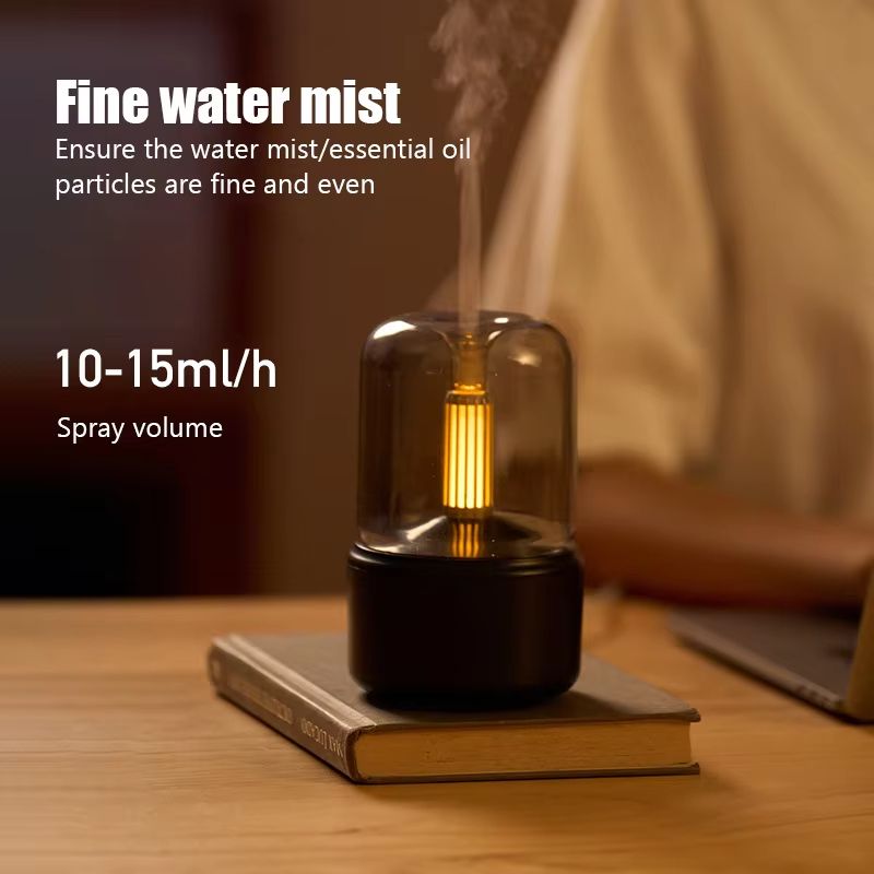 120 ML Candlelight Aroma Diffuser  CoolMist Humidifier  USB Rechargeable Home Night Light For Relax 2