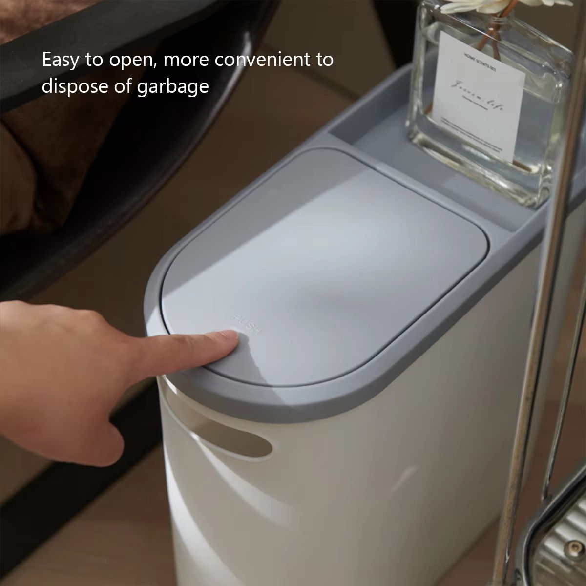 LargeCapacity PressLid Trash Bin With Lid  Household Gap Bin For Bathroom Kitchen  Living Room 3