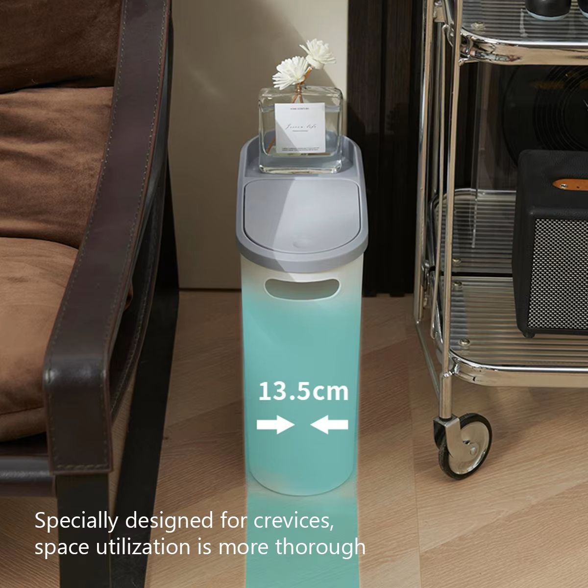 LargeCapacity PressLid Trash Bin With Lid  Household Gap Bin For Bathroom Kitchen  Living Room 4