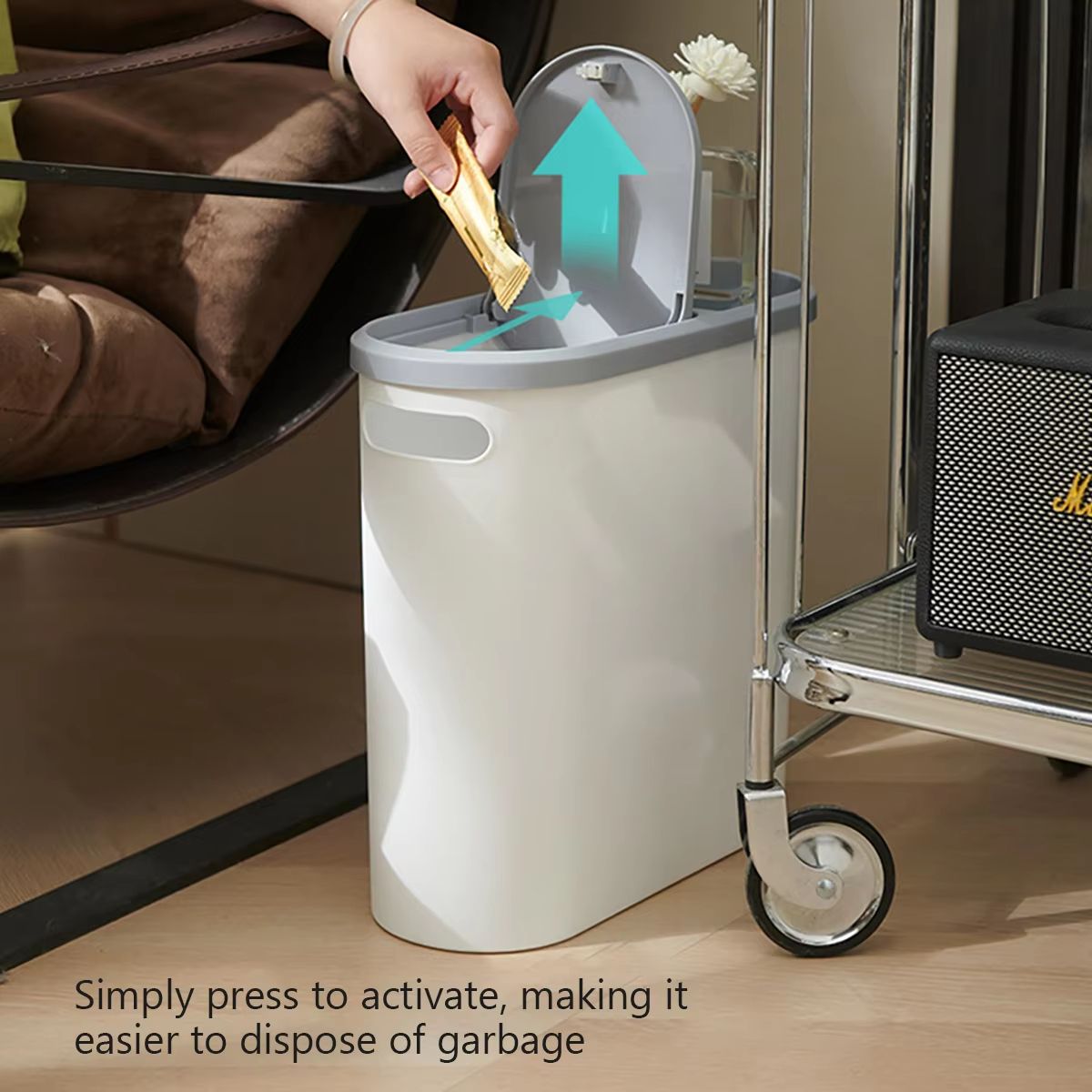 LargeCapacity PressLid Trash Bin With Lid  Household Gap Bin For Bathroom Kitchen  Living Room 5