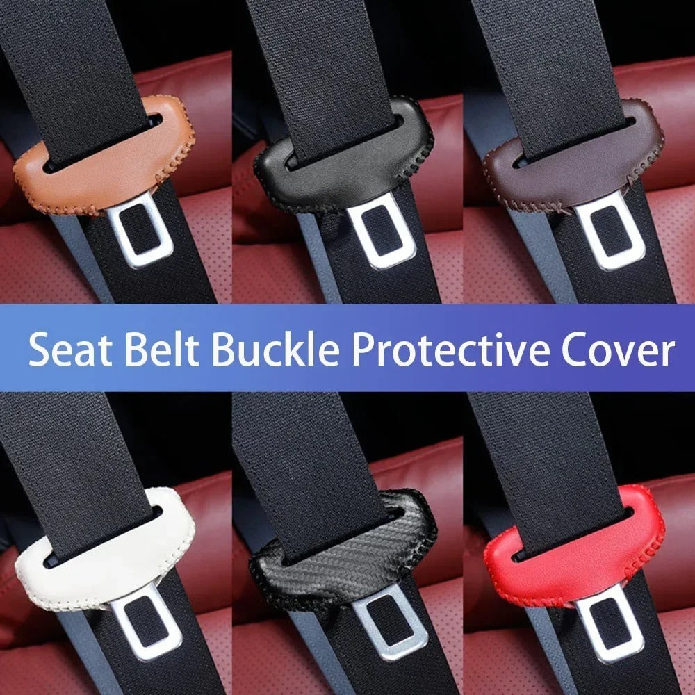 PU Leather Car Seat Belt Protector, Universal Anti-collision Buckle Cover, Wear-resistant Car Interior Case