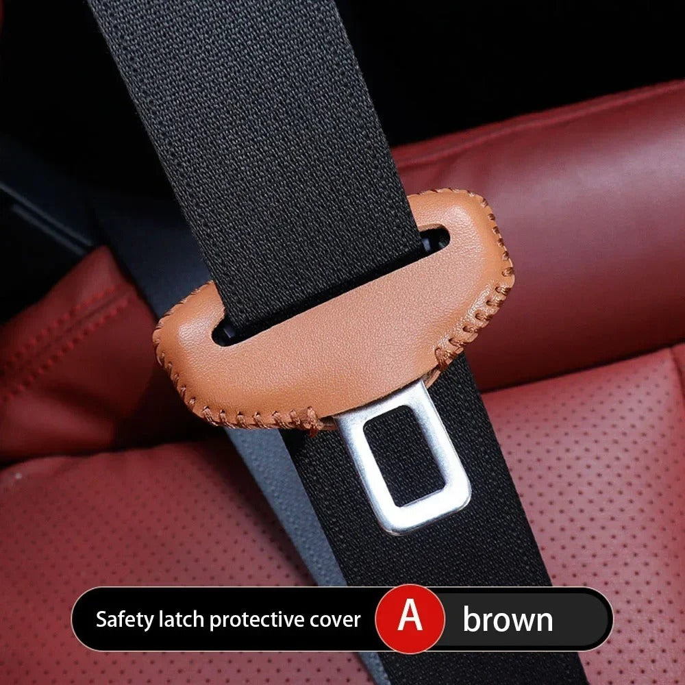 PU Leather Car Seat Belt Protector, Universal Anti-collision Buckle Cover, Wear-resistant Car Interior Case