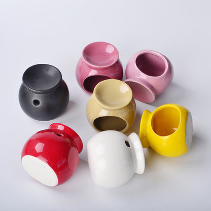 Porcelain Aroma Burner Essential Oil Furnace Mini Candle Holder Solid Color Ceramic Crafts Aromathe 4