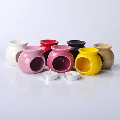 Porcelain Aroma Burner Essential Oil Furnace Mini Candle Holder Solid Color Ceramic Crafts Aromathe 5