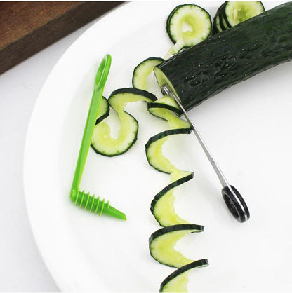 Multi functional Spirals Cutter, Stainless Steel Vegetable Slicer, Manual Screw Potato Spiral Cutter for Kitchen