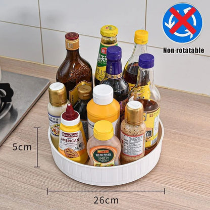 360 Degree Rotatable Kitchen Condiment Organizer Round Non Slip Spice Storage Tray 8