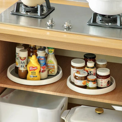 360 Degree Rotatable Kitchen Condiment Organizer Round Non Slip Spice Storage Tray