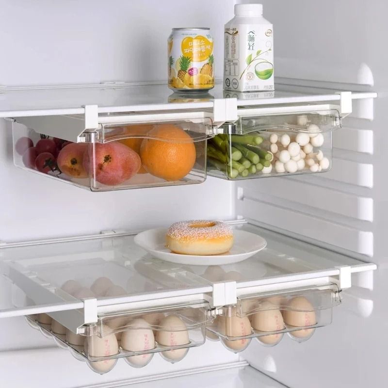 Refrigerator Drawer Storage Box Under Shelf Organizer for Fruits and Eggs