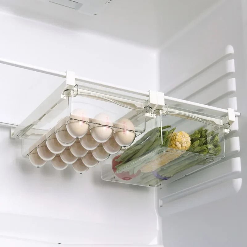 Refrigerator Drawer Storage Box Under Shelf Organizer For Fruits And Eggs 9