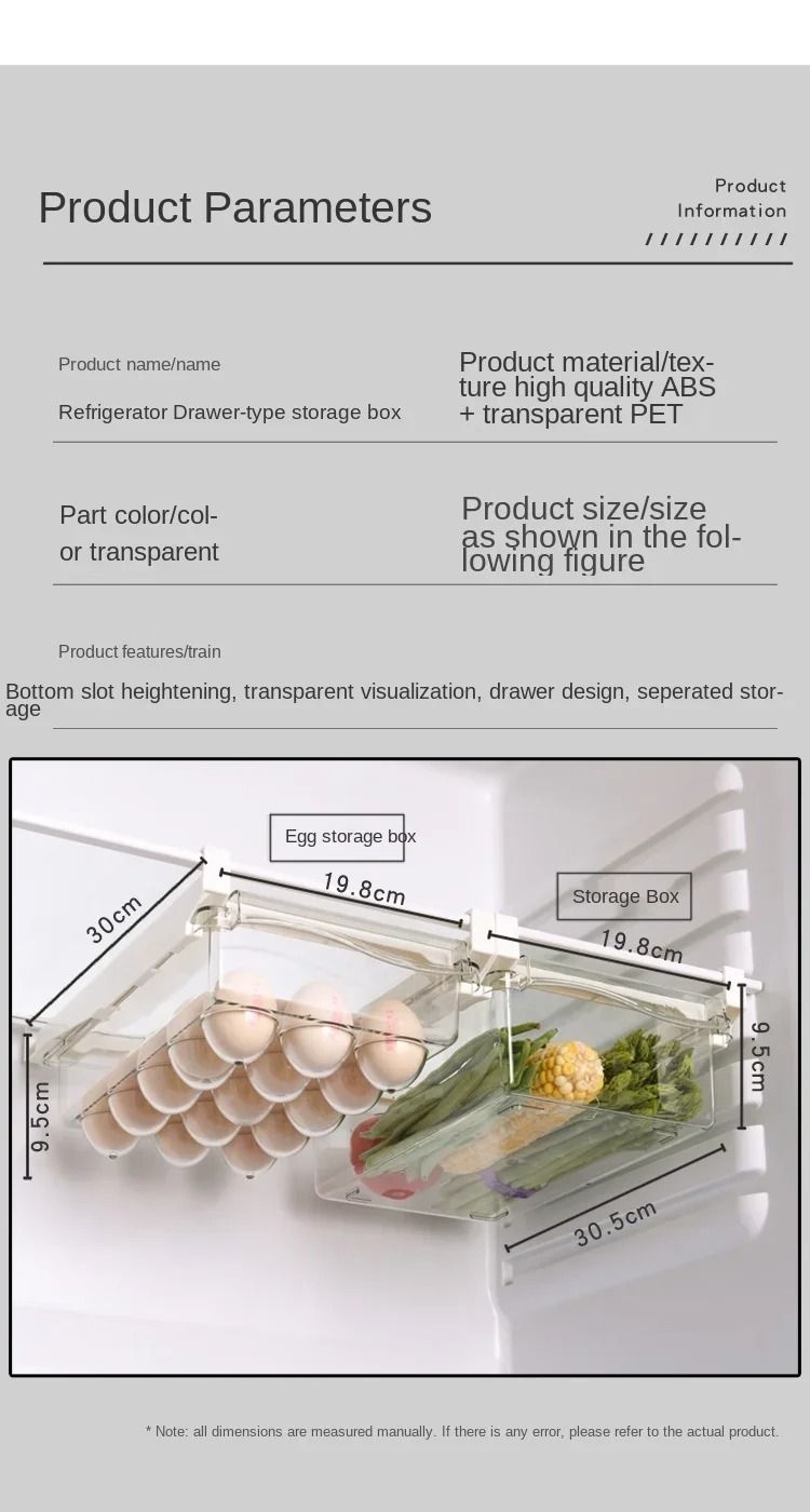 Refrigerator Drawer Storage Box Under Shelf Organizer For Fruits And Eggs 5