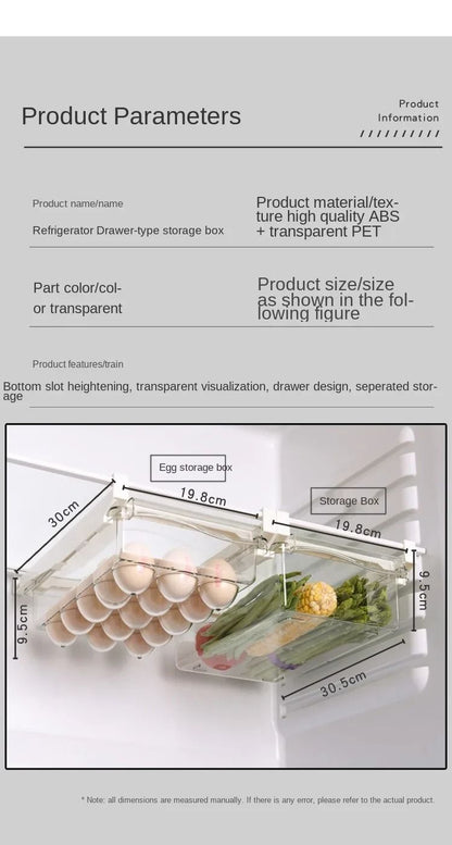 Refrigerator Drawer Storage Box Under Shelf Organizer For Fruits And Eggs 5