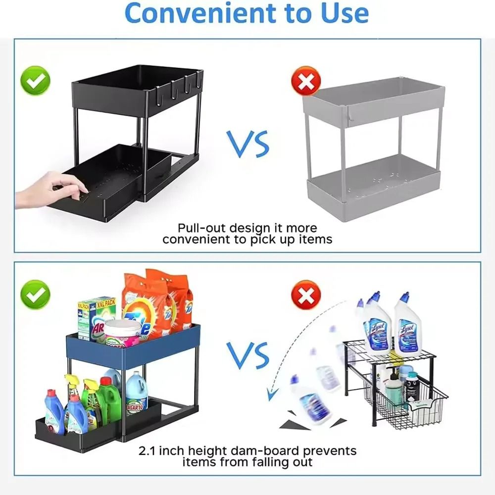 Under Sink Pull Out Storage Organizer Sliding Shelf For Kitchen And Bathroom Cabinets 1
