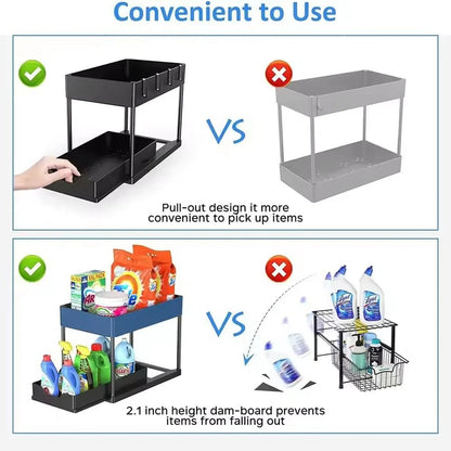 Under Sink Pull Out Storage Organizer Sliding Shelf For Kitchen And Bathroom Cabinets 1
