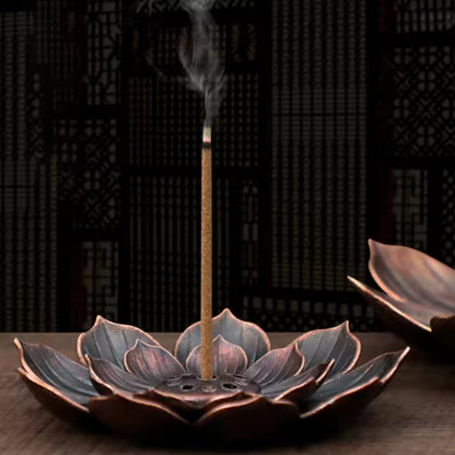 Alloy Incense Burner Stick Holder, Lotus Incense Plate, Sandalwood Coil Base for Temples, Yoga Studio, Home Decor