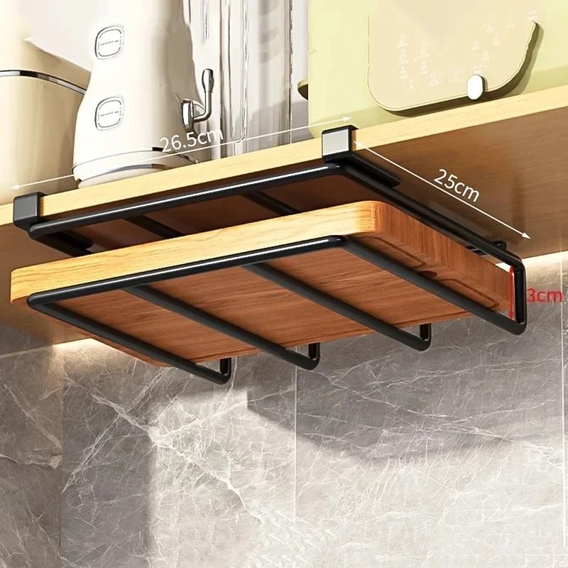 Kitchen Hanging Organizer Rack With Hooks And Under Cabinet Storage Shelf 1