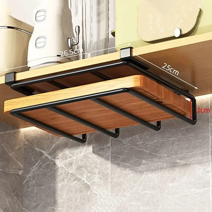 Kitchen Hanging Organizer Rack With Hooks And Under Cabinet Storage Shelf 6