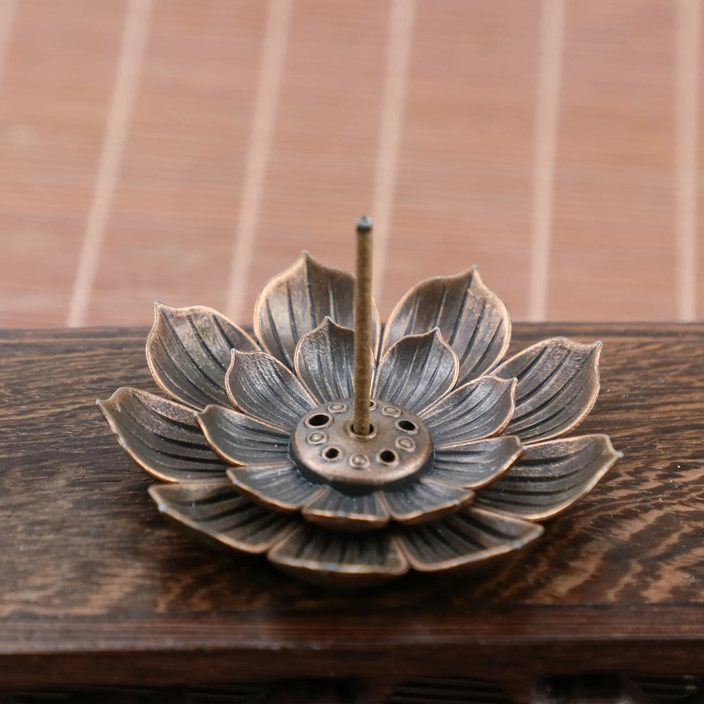 Alloy Incense Burner Stick Holder Lotus Incense Plate Sandalwood Coil Base For Temples Yoga Studio  1
