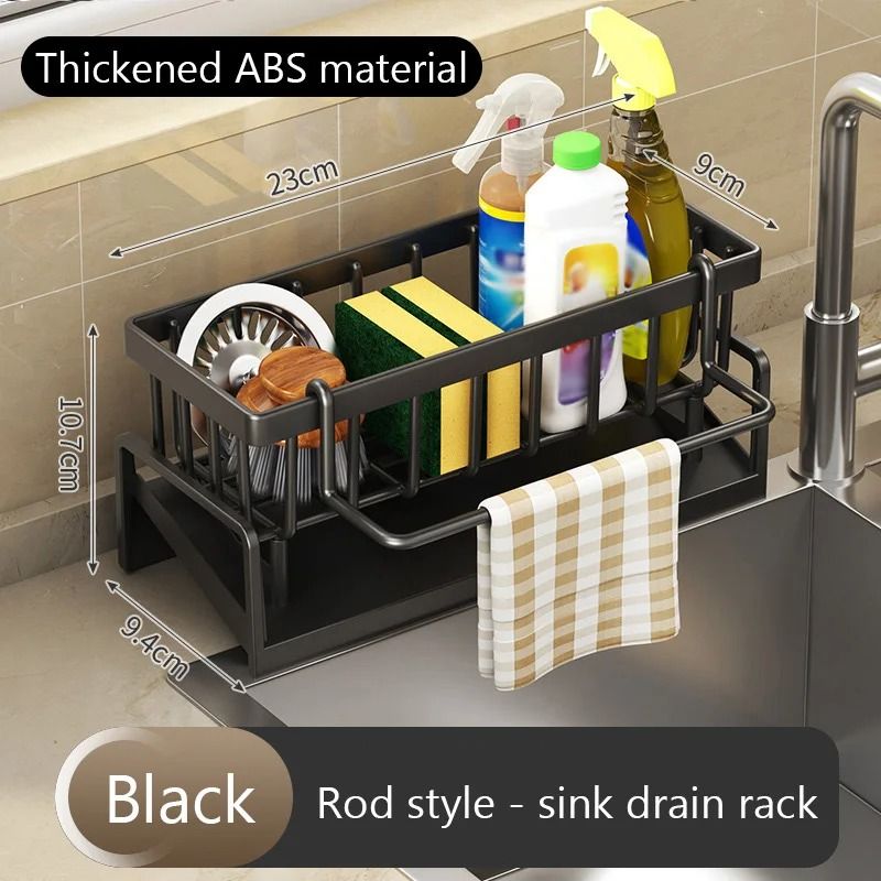 Kitchen Sink Drain Rack Organizer With Sponge Holder And Countertop Storage Basket 7