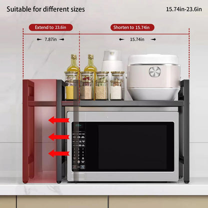 Expandable Microwave Shelf Organizer With Adjustable Countertop Storage Rack 5