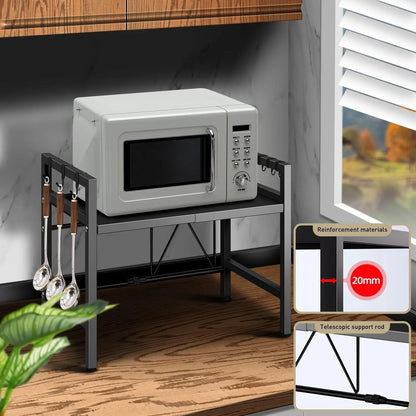 Expandable Microwave Shelf Organizer With Adjustable Countertop Storage Rack 6