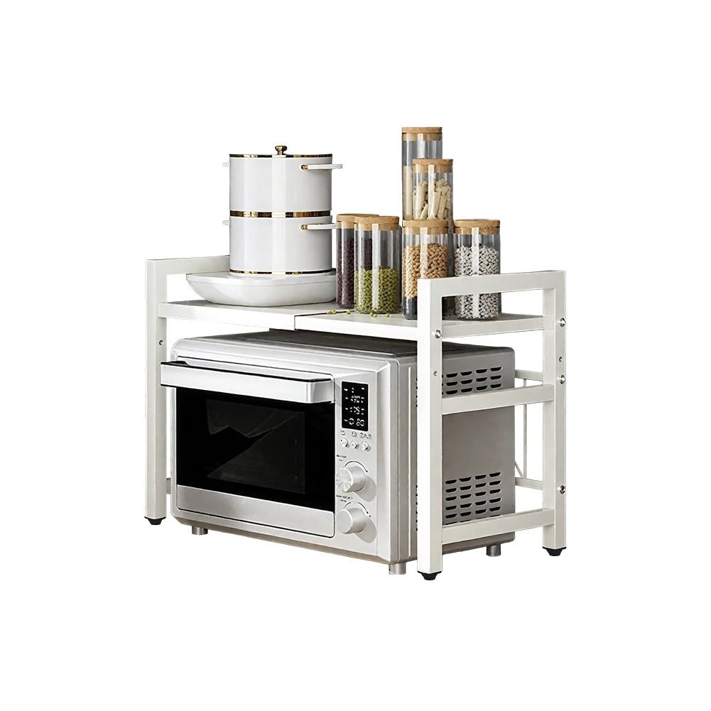 Expandable Microwave Shelf Organizer With Adjustable Countertop Storage Rack 8