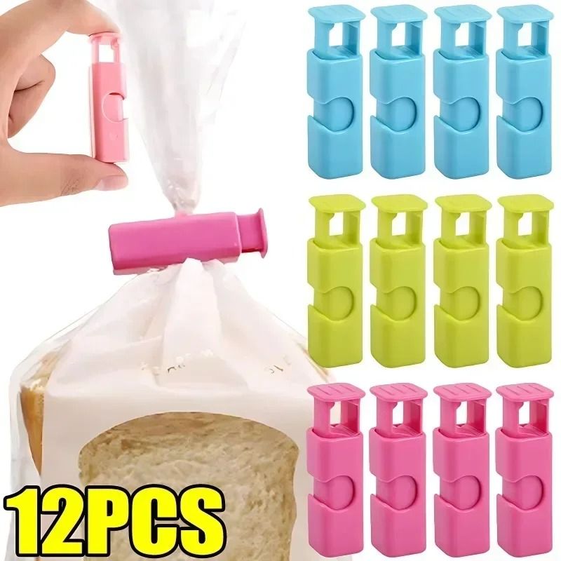 12 PCS Reusable Bread Bag Clips for Food Storage and Snack Sealing
