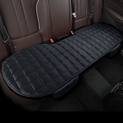 Warm and Comfortable Plaid Embroidered Car Cushion, Short Pile Universal Seat Cover with Storage Pocket
