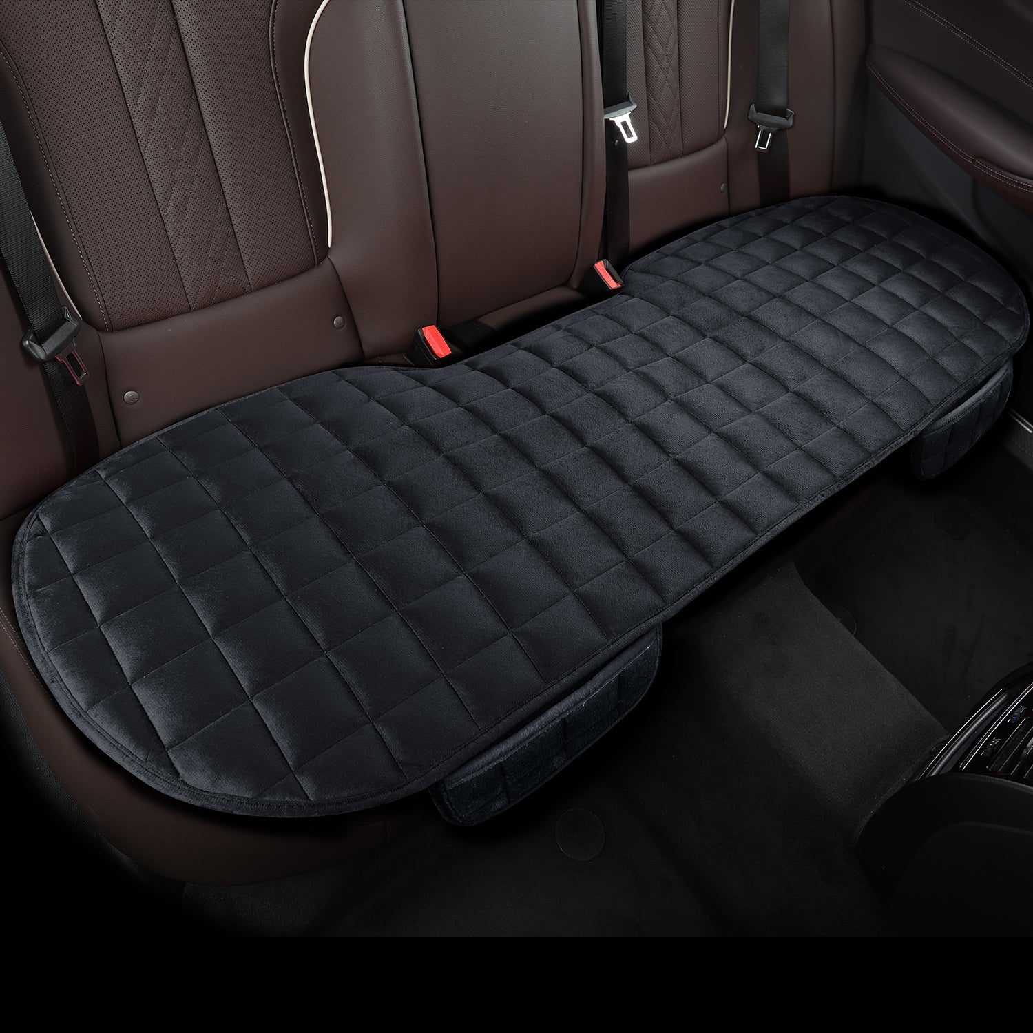 Warm And Comfortable Plaid Embroidered Car Cushion Short Pile Universal Seat Cover With Storage Poc 1