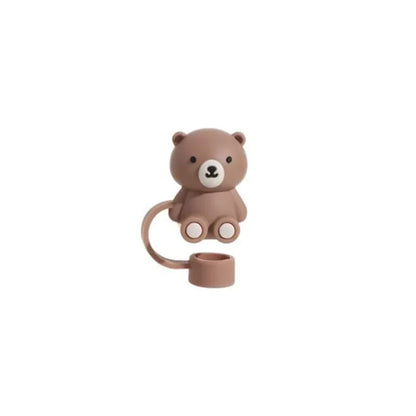 Straw Cover Compatible with Stanley Cup, Cute Teddy Bear Silicone Straw Plug, Dustproof Straw Cap for Reusable Cups