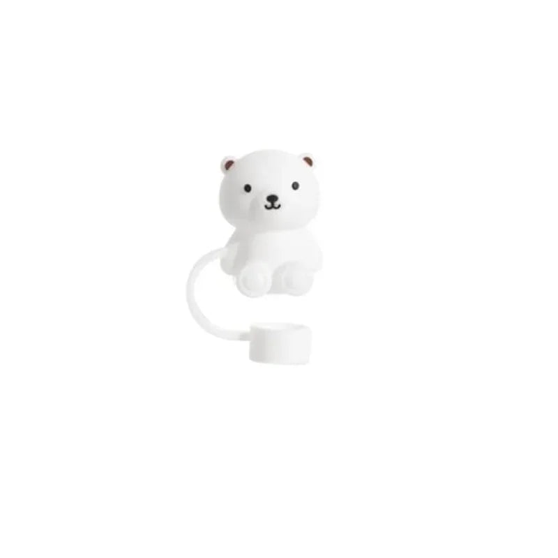 Straw Cover Compatible with Stanley Cup, Cute Teddy Bear Silicone Straw Plug, Dustproof Straw Cap for Reusable Cups
