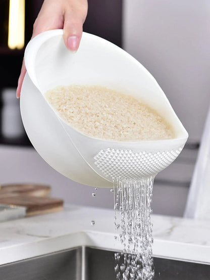 Colander Rice Bowl and Drain Basket with Handle for Washing Fruits, Vegetables, and Grains