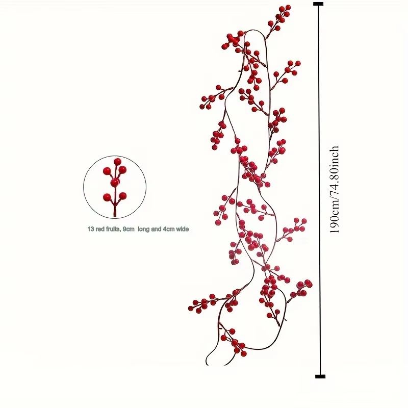 Elegant 190 Cm Artificial Cranberry Vine Garland  Festive Table  Party Decor 6