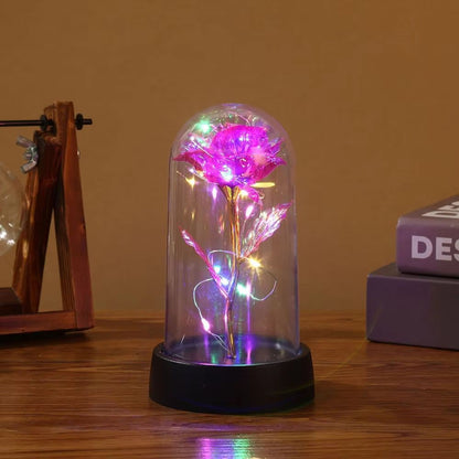 LED Galaxy Rose In Glass Dome  Illuminated Eternal Flower Gift 2