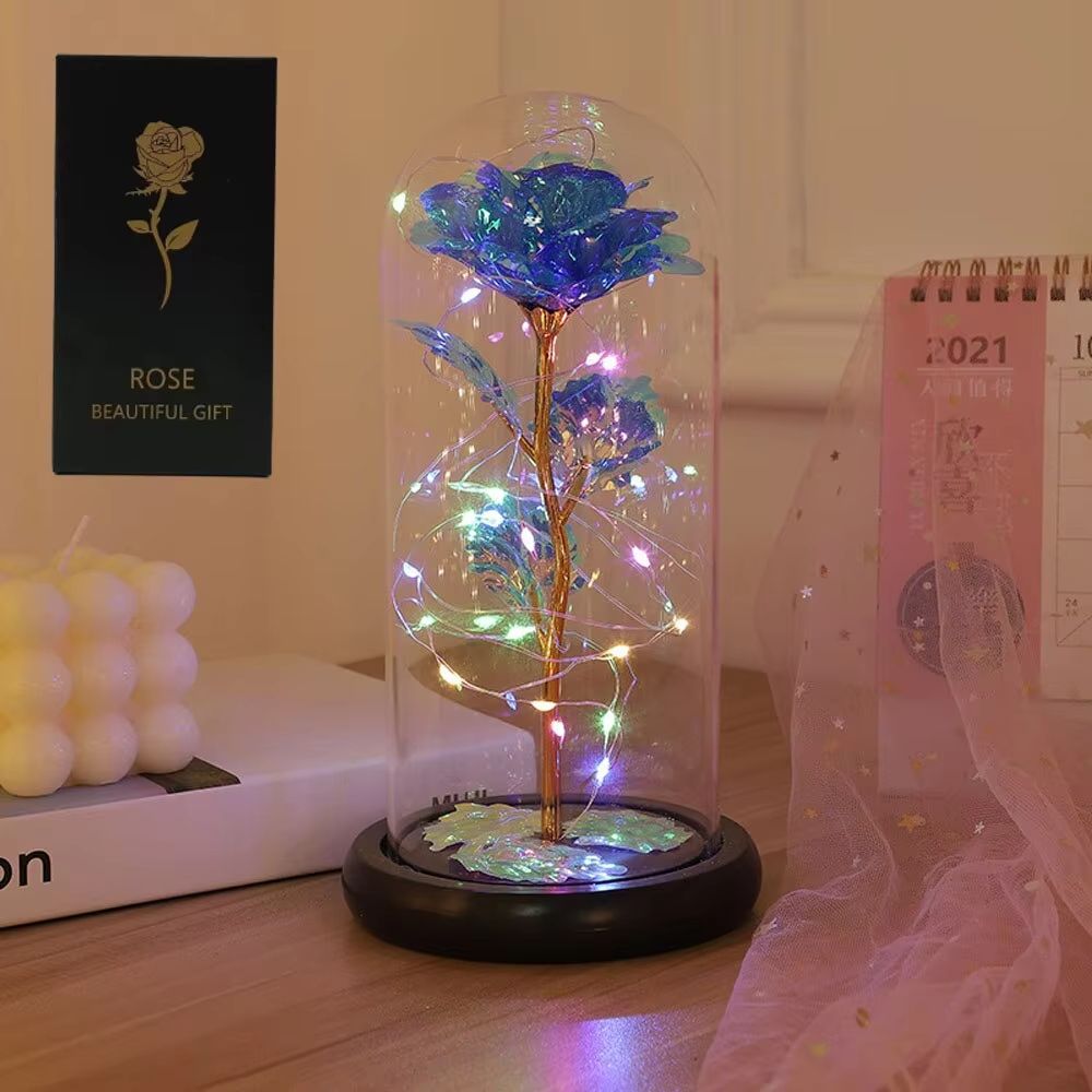 LED Galaxy Rose In Glass Dome  Illuminated Eternal Flower Gift 5