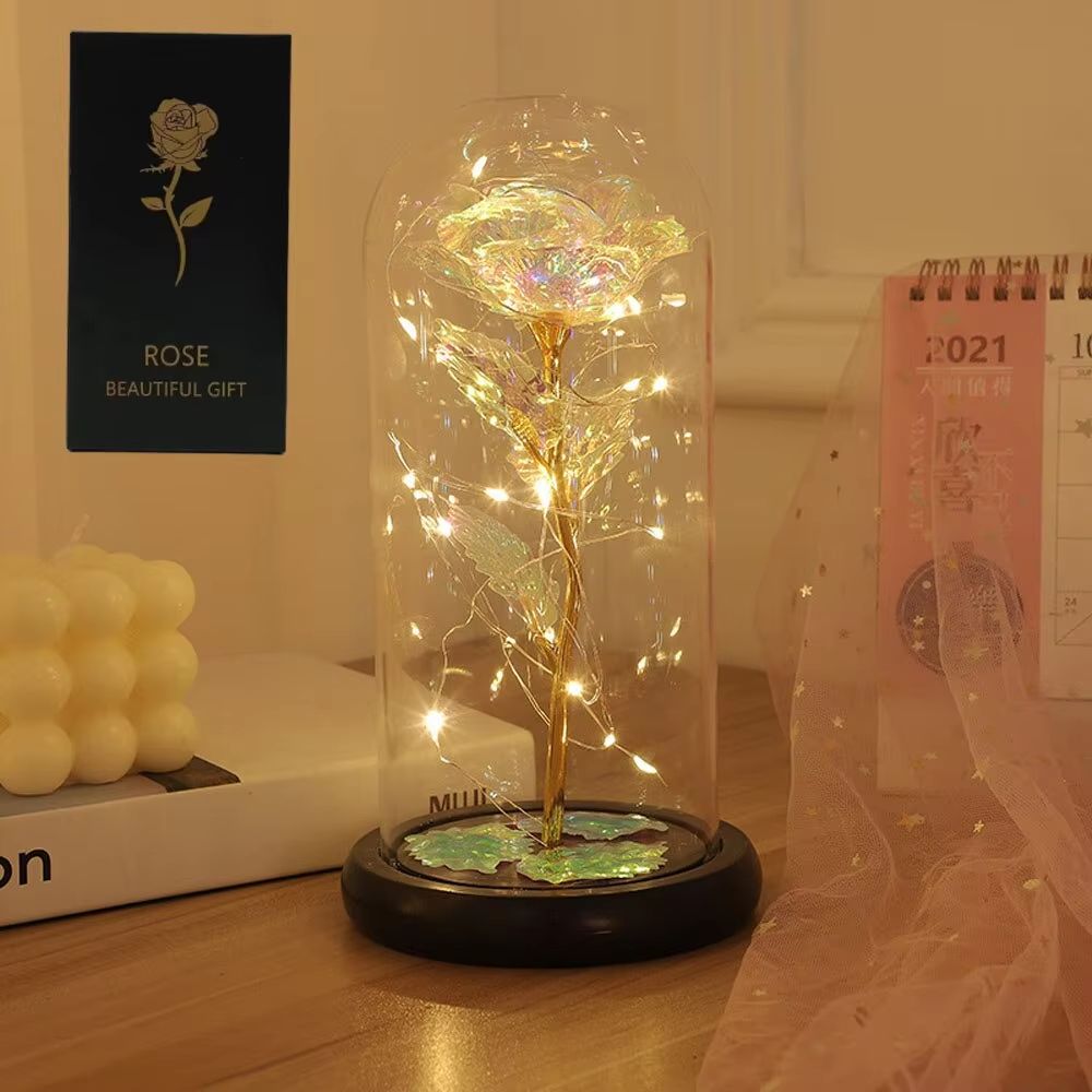 LED Galaxy Rose In Glass Dome  Illuminated Eternal Flower Gift 6
