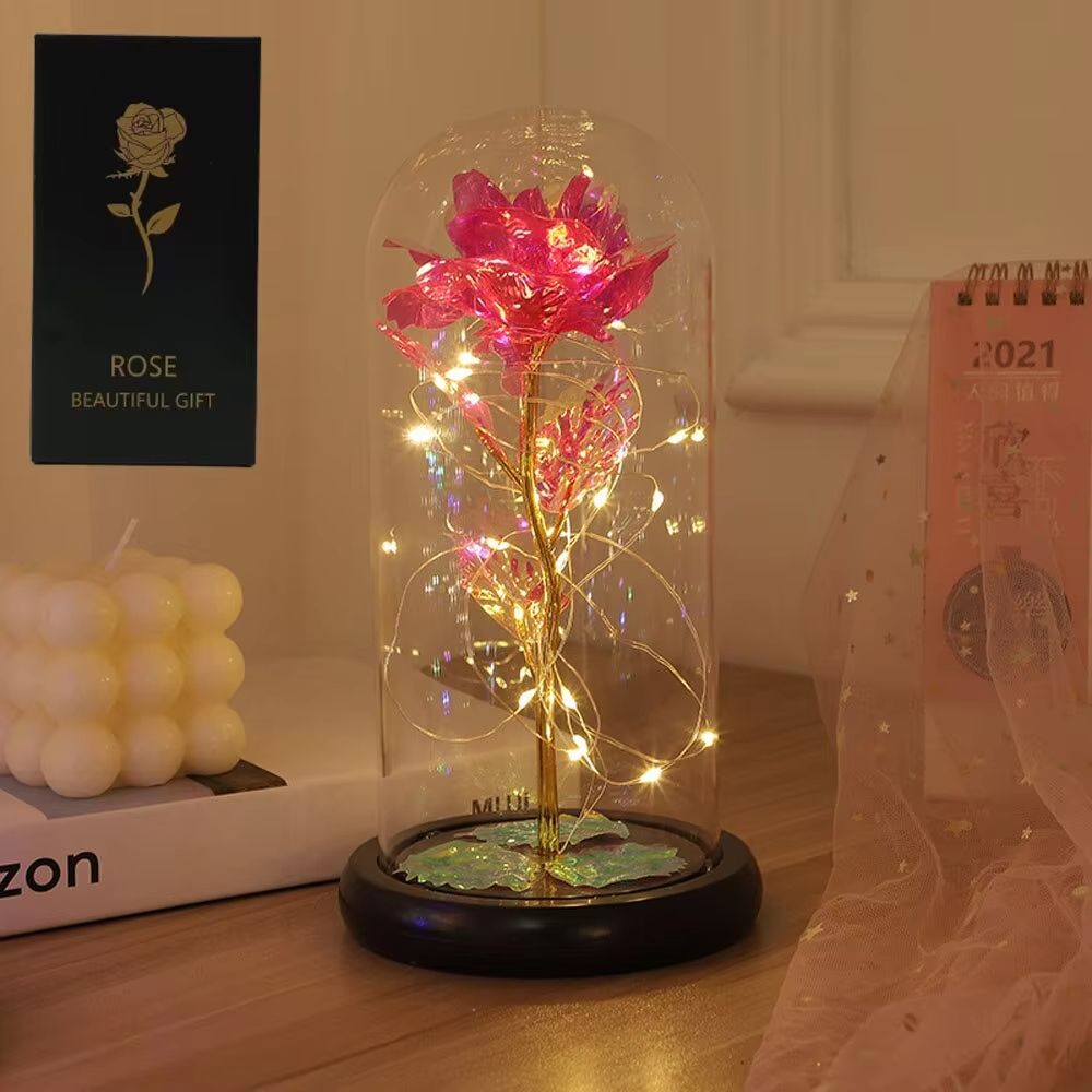 LED Galaxy Rose In Glass Dome  Illuminated Eternal Flower Gift 7