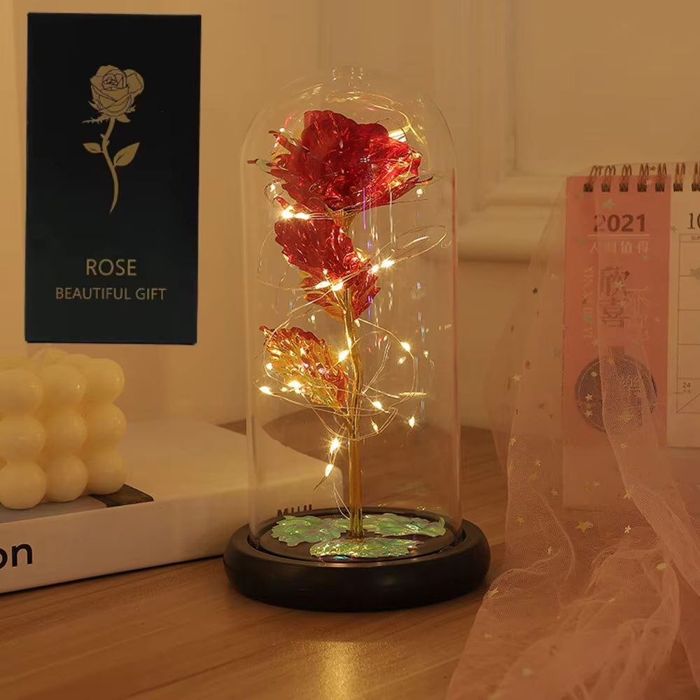 LED Galaxy Rose In Glass Dome  Illuminated Eternal Flower Gift 8